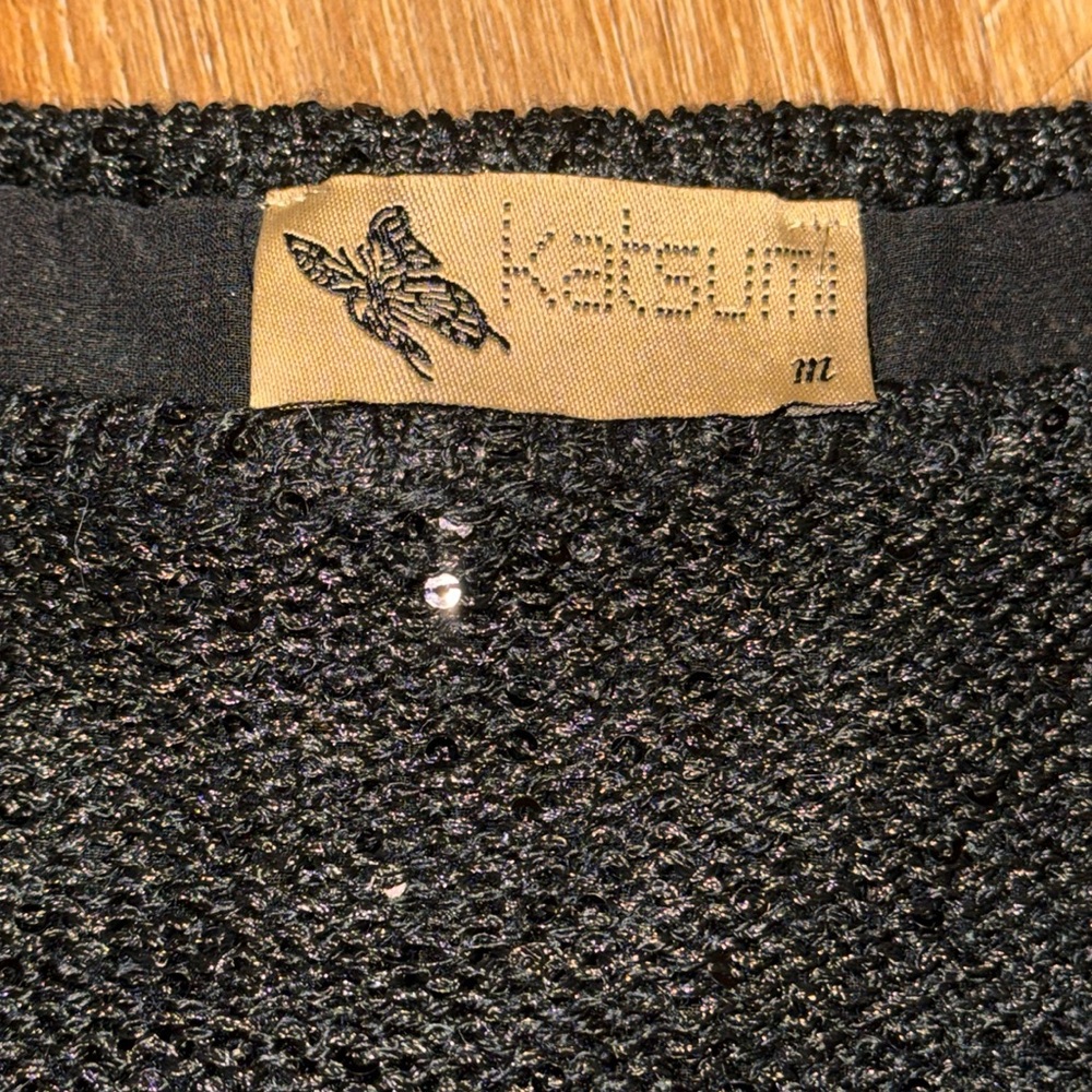 Katsumi Anthropologie Black Shimmer Sequin Sweater w/Keyhole Back (Size: M) - Picture 5 of 10